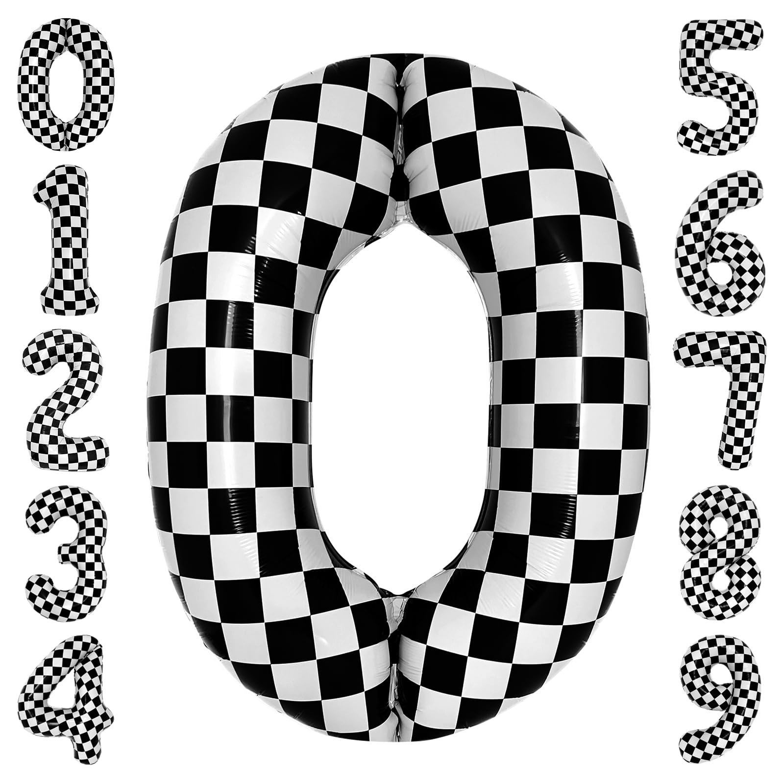 Amazon | 40インチ チェッカー0バルーン 大きな黒と白の数字バルーン